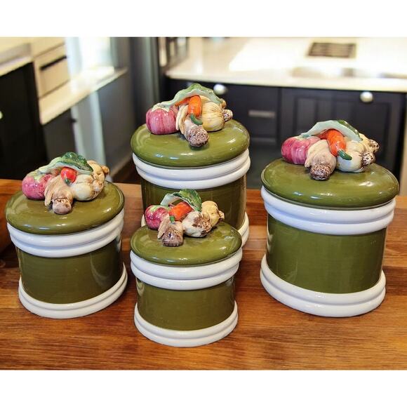 Arnart 5th Avenue Garden Harvest Collection 4pc Canister Set With Lid 1960s Vtg - Picture 3 of 8